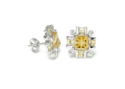 CZ Studded Gemstone Stud Earring